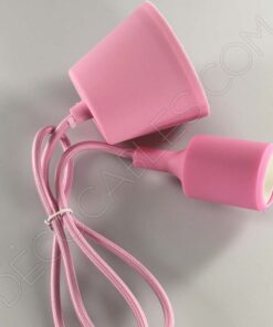 Lámparas colgantes de silicona en suspensión con cable textil a juego en color rosa