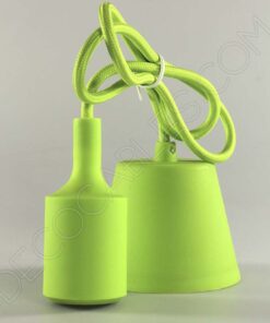 Lámparas colgantes de silicona en suspensión con cable textil a juego en color verde