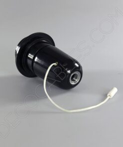 Portalámparas negro de baquelita para pantallas con cordón interruptor