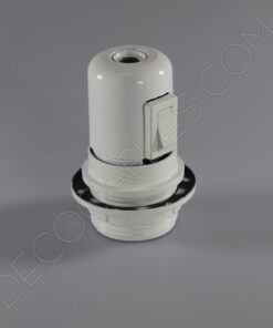 Portalámparas de baquelita para pantallas con interruptor color blanco