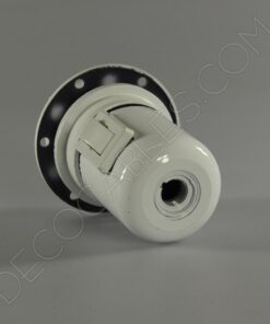 Portalámparas de baquelita para pantallas con interruptor color blanco